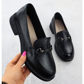 Ženske kožne cipele Black Loafers Vinceza 39958 crna 1