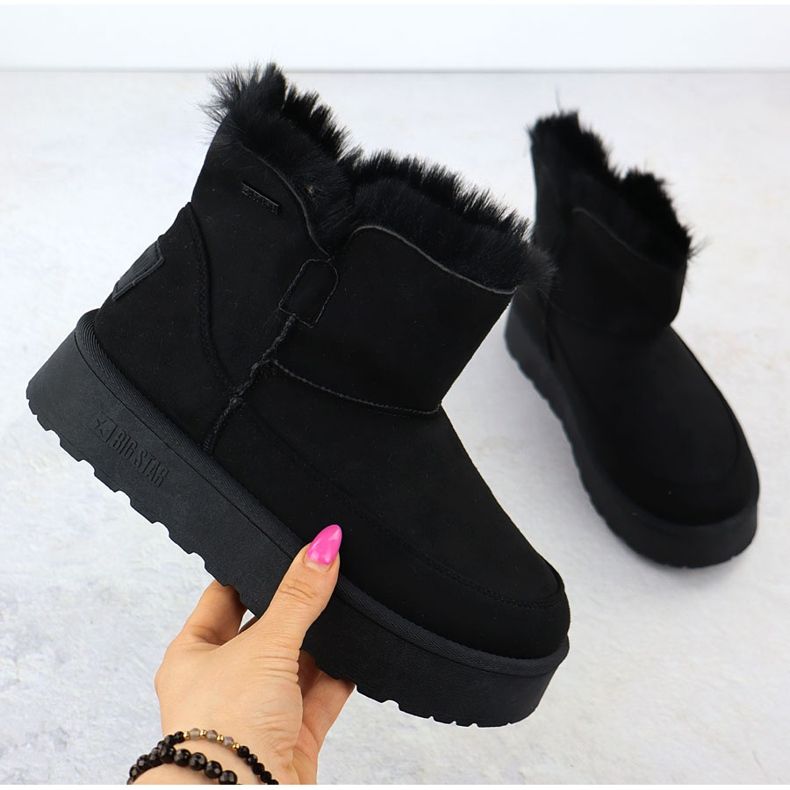 Vodootporne snježne čizme na platformi Black Big Star SS274116 crno 1