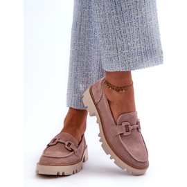 S.Barski Ženske mokasine od brušene kože s ukrasom D&amp;A TW117 Pink ružičasta 3