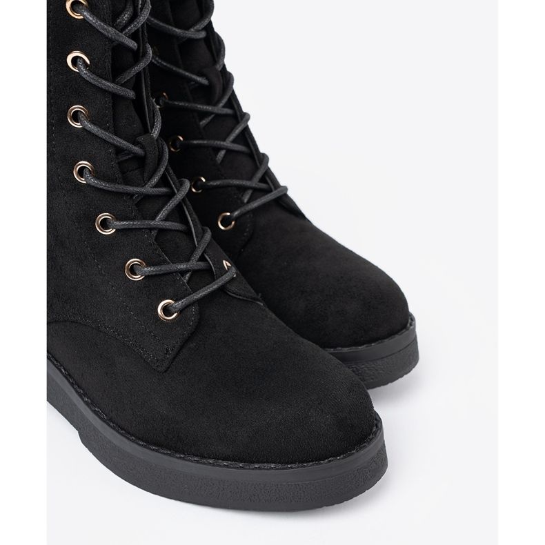 Shelvt Udobni crni radnici na ravnom potplatu crna 1