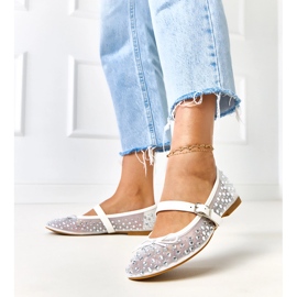 Bijele mrežice balerine s elasidnim kristalima bijela 2