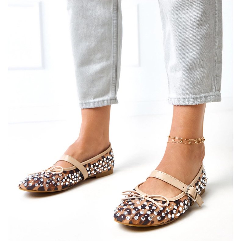 Leopard Mesh balerine s elasidnim kristalima višebojan 1