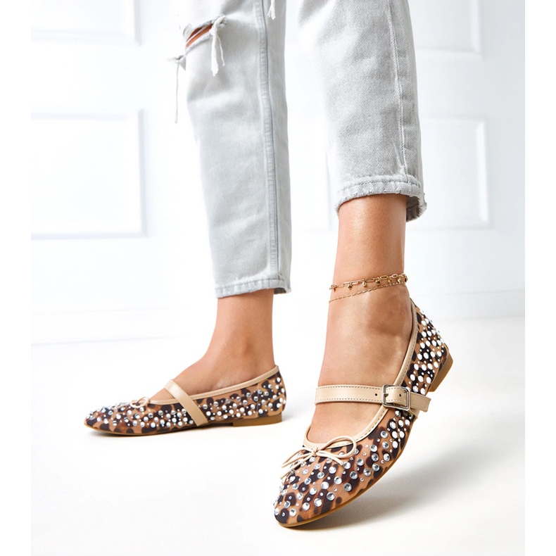 Leopard Mesh balerine s elasidnim kristalima višebojan 2