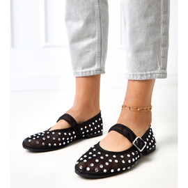 Crne mrežice balerine s malmo kristalima crno 1