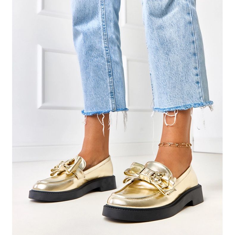 Zlatni loaferi s lukom i Teriwa medvjediće zlatna 1