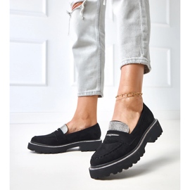 Crni Ekozamszu Moccasins ukrašeni kubičnim cirkonijom Klooren crno 2