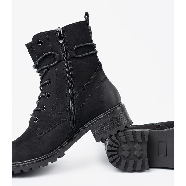 Shelvt Modni crni radnici s ukrasnim vezanjem crno 2