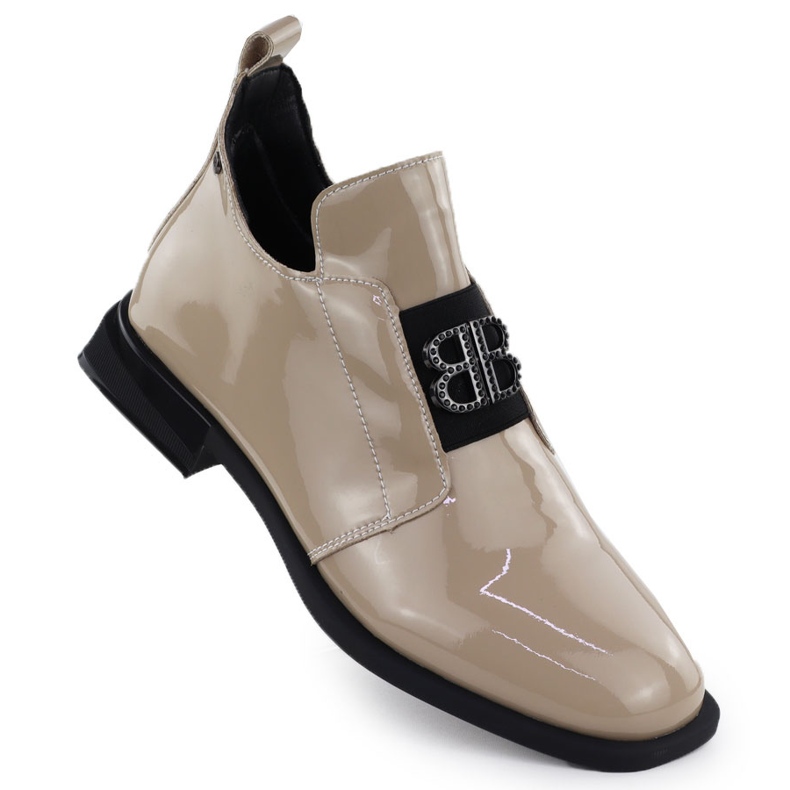 Ženske kožne čizme lakirane s ukrasom bež filippo dbt4763 1