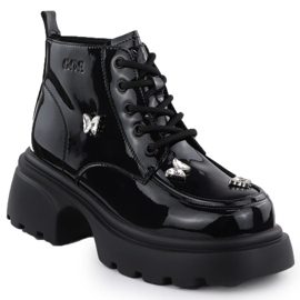 Ženske kožne čizme Lakne torbe s leptirima Black Goe SS2N4102 1