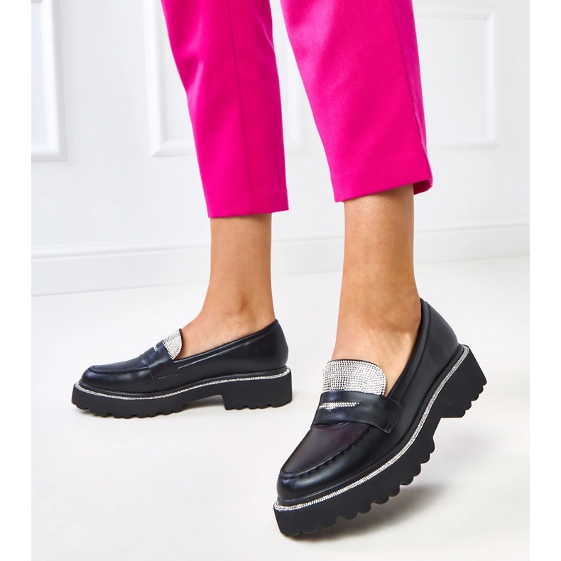 Crne ženske natikače s kubičnim cirkonima crna 2