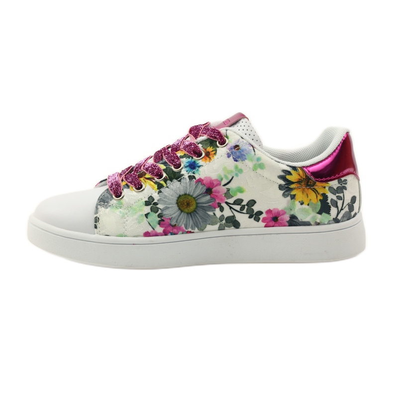 American Club Cvjetne američke tenisice s kožnim umetkom ružičasta raznobojna žuta boja plava bijela 2