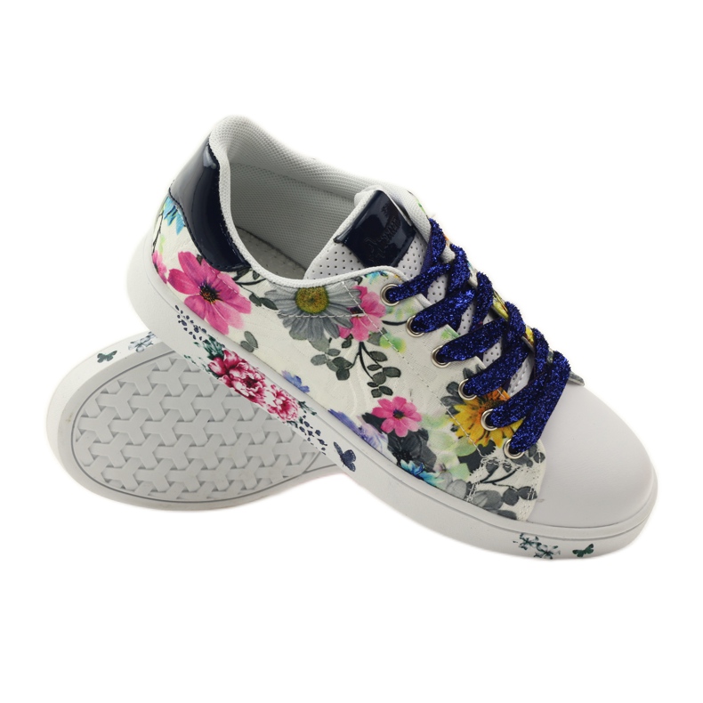 American Club Cvjetne američke tenisice s kožnim umetkom tamnoplava ružičasta bijela 3