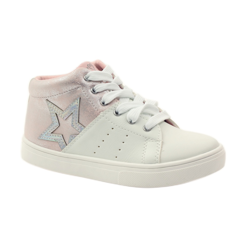 American Club Američke sportske gležnjače s kožnim uloškom ružičasta siva bijela 1