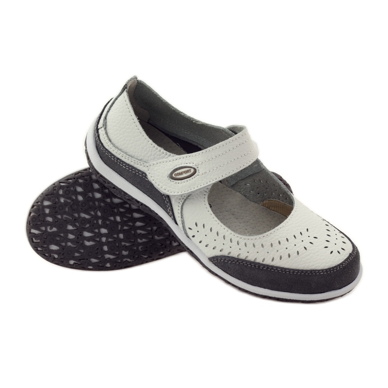 Filippo Kožne ženske balerine Vinceza bijela siva 3