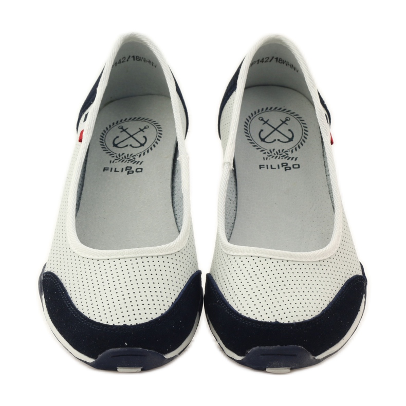 Kožne ženske balerinke Filippo bijele boje bijela tamnoplava 4