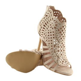 Otvorene bež čizme otvorenih prstiju M286 Bež 2