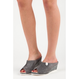 Vinceza Sive papuče na klin siva 1