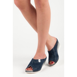 Vinceza Plave papuče na klin plava 1