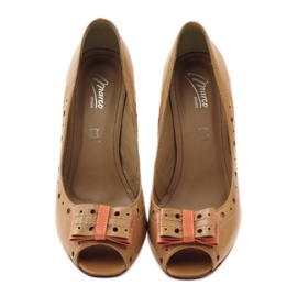 Kožne pumpice s mašnom Marco 1932 smeđa narančasta 4