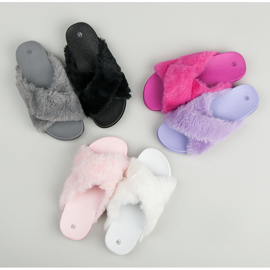 Elegantne krznene papuče crno 1