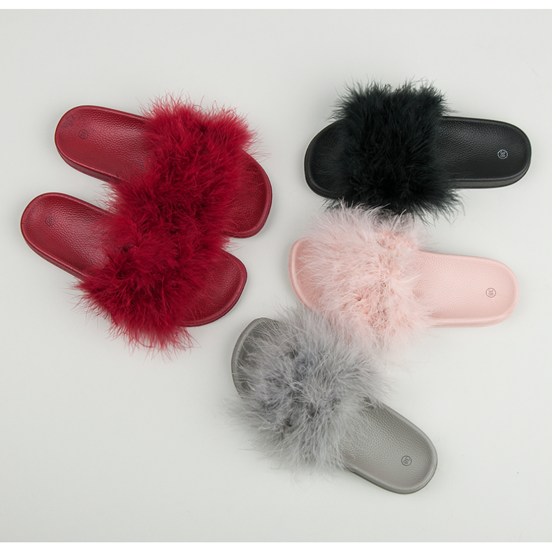 Papuče s krznom crvena 1