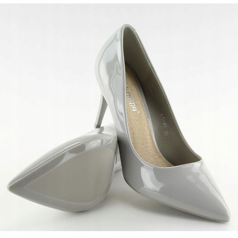 Sivo lakirane ženske pumpice LEI-83 Grey siva 2