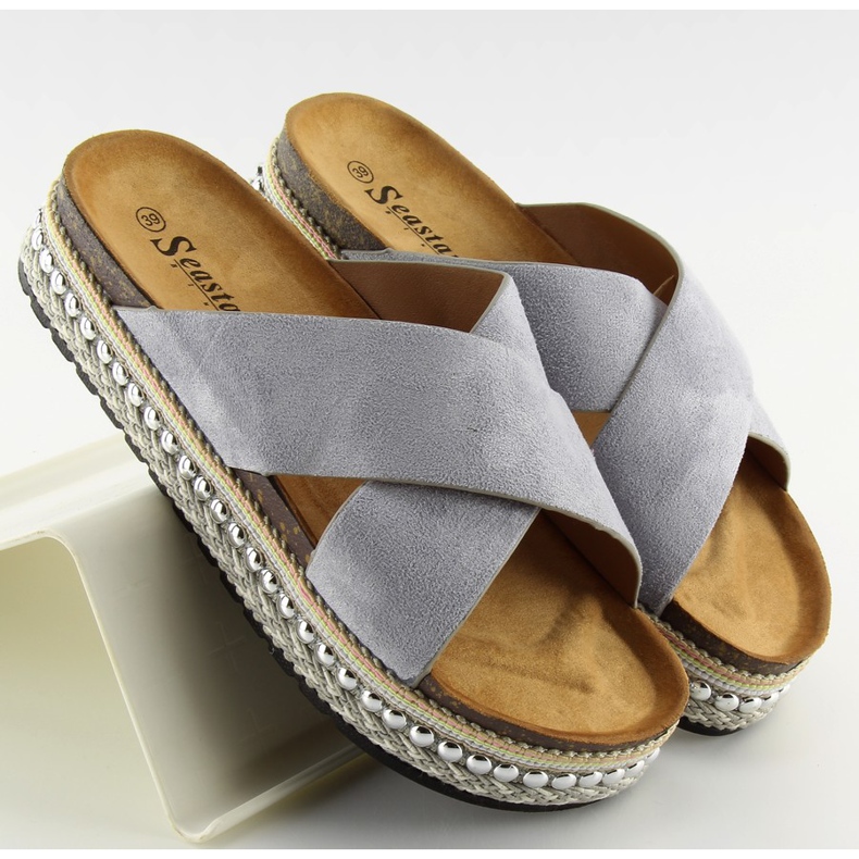 Siva Ženske sive papuče CK15P sive 2