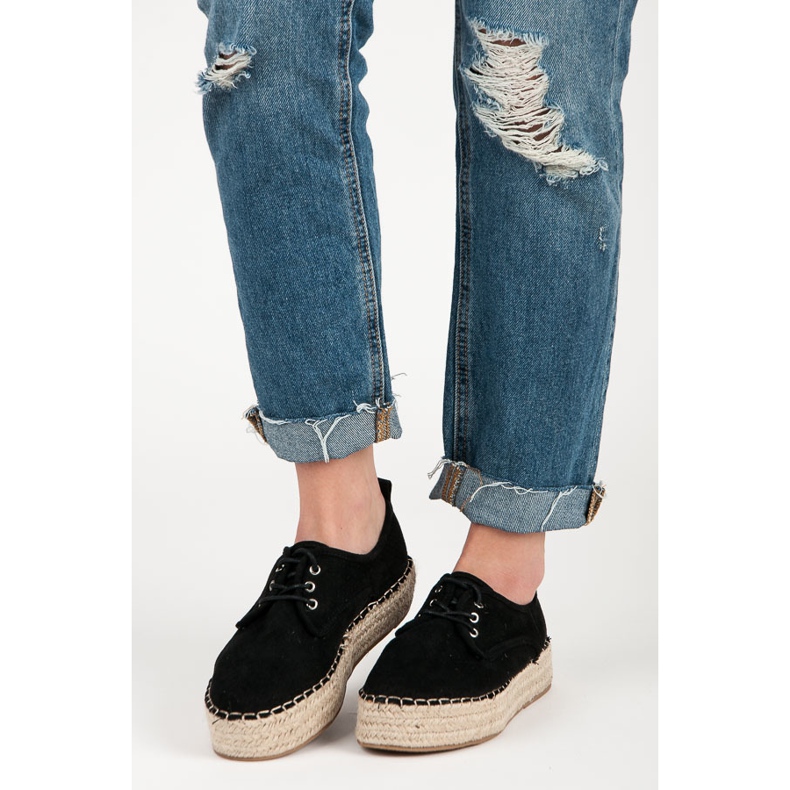 Seastar Ažurne espadrile na platformi crna 1