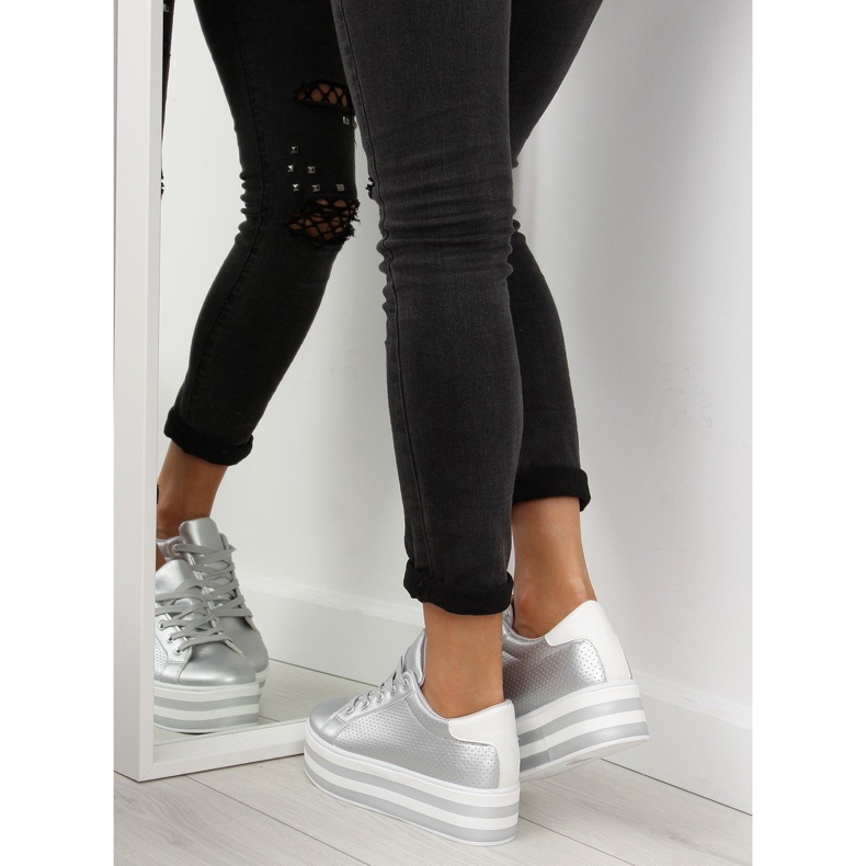 Srebrne NB183P Srebrne tenisice na visokom potplatu siva 1