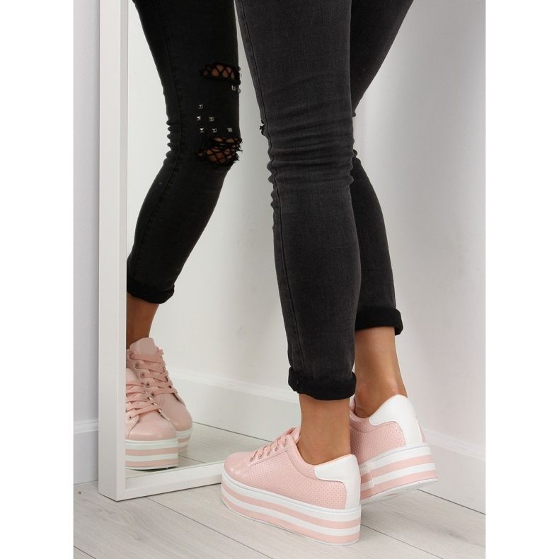 Ružičaste ružičaste tenisice na visokom potplatu ružičasta 2