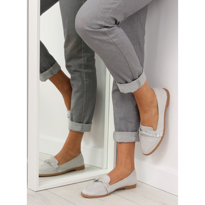 Siva Ženske sive mokasinke H8-110 Siva 1