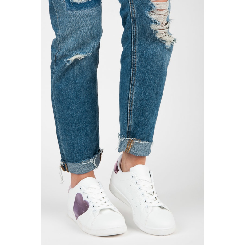 Bijele tenisice sa srcem bijela ljubičasta 1