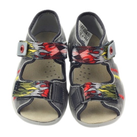 Befado dječje papuče sandale kože umetnuti 350p073 za sivi čičak siva 4