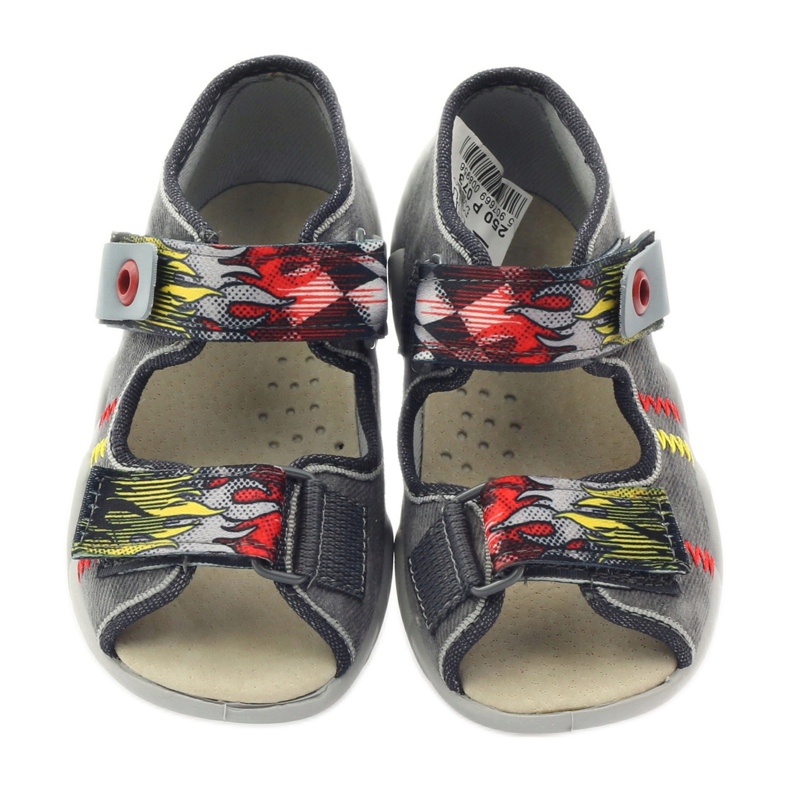 Befado dječje papuče sandale kože umetnuti 350p073 za sivi čičak siva 4