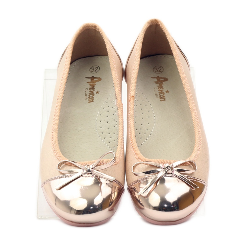 American Club Pumpe za balerine s američkim lukom ružičasta žuta boja bijela 4