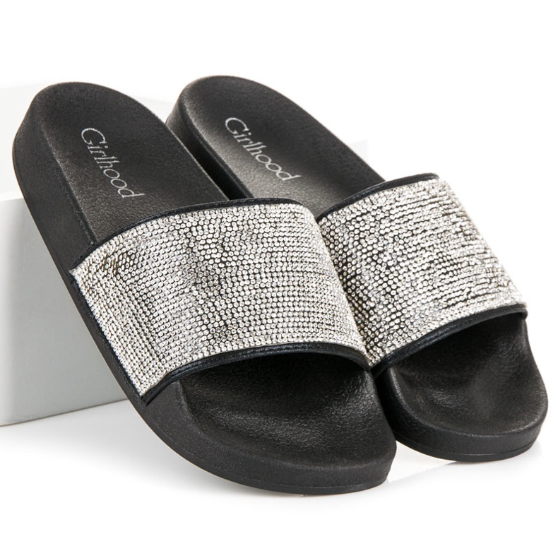 Girlhood Crne papuče sa kristalima crna 1