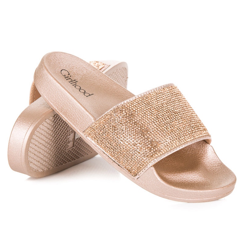 Girlhood Zlatne papuče s kristalima zlatni 2