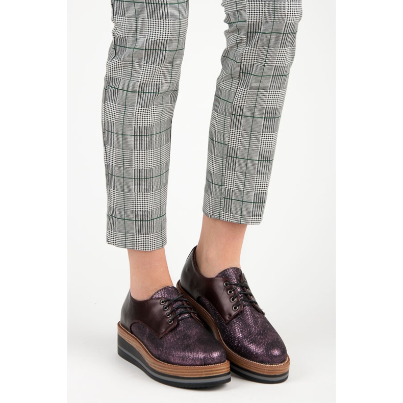 Kylie Elegantne bordo cipele na klin crvena 1