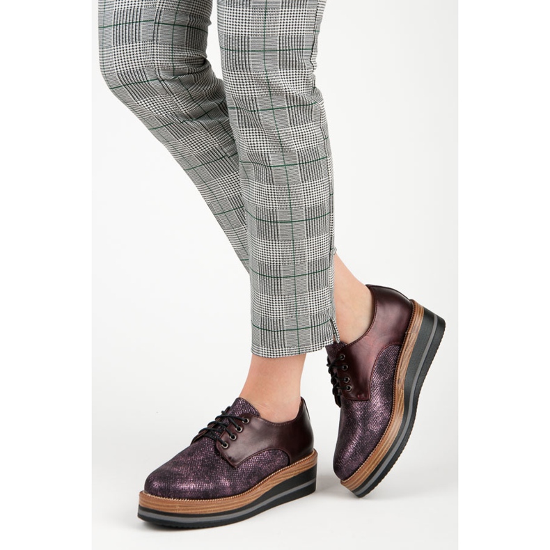 Kylie Elegantne bordo cipele na klin crvena 2