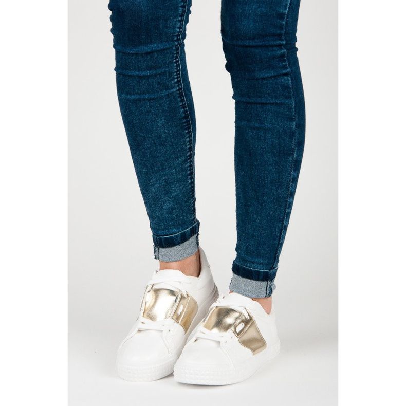 Bijele sportske modne tenisice bijela žuta boja 1