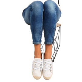 Bijele tenisice espadrile na vezanje B-140 Bijele bijela 2