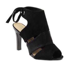 Sergio Leone 1489 vezane sandale od antilopa crno 1