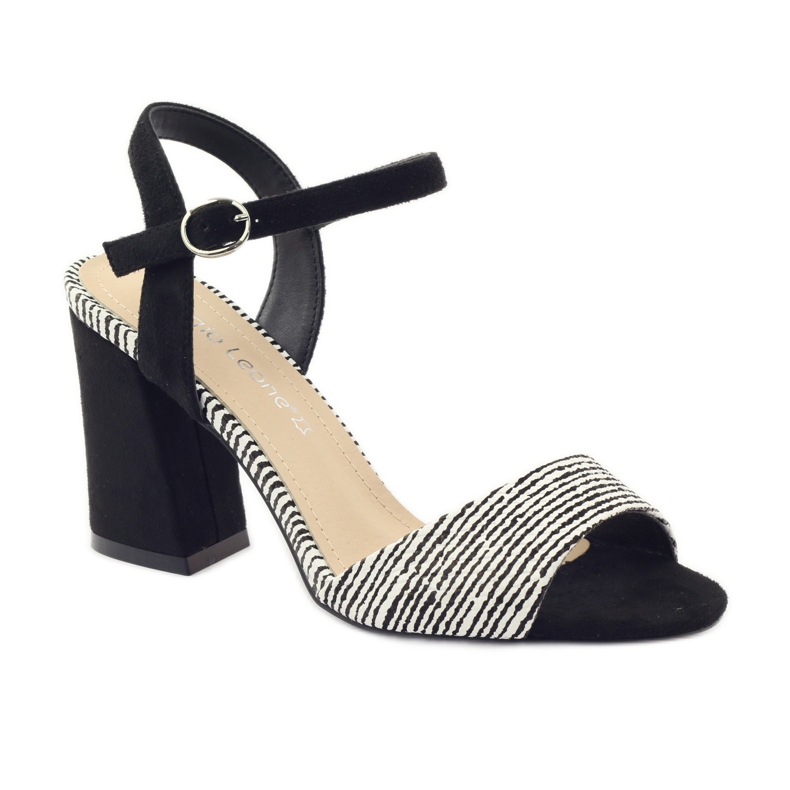 Sandale na stupić Sergio Leone 820 s prugama bijela crno 1