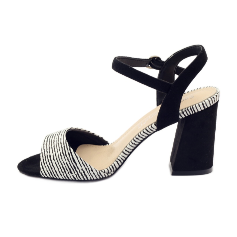 Sandale na stupić Sergio Leone 820 s prugama bijela crno 2