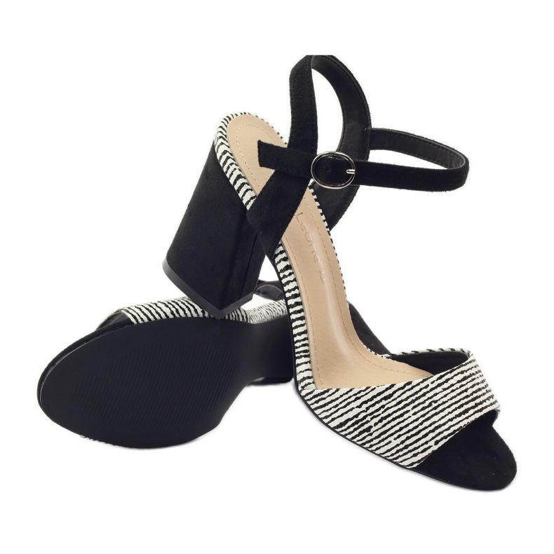 Sandale na stupić Sergio Leone 820 s prugama bijela crno 3