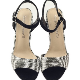 Sandale na stupić Sergio Leone 820 s prugama bijela crna 4