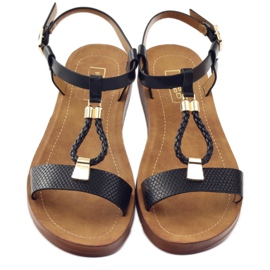 Filippo Crne ženske sandale 104 crna žuta boja 4