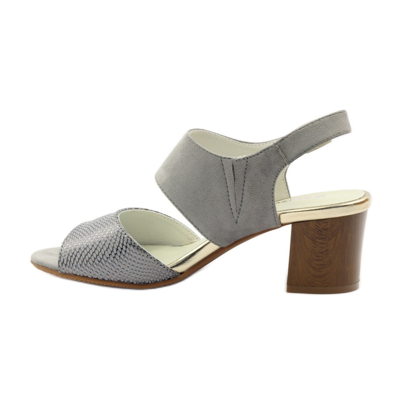 M.Daszyński Kožne sandale Daszyński sive siva 2