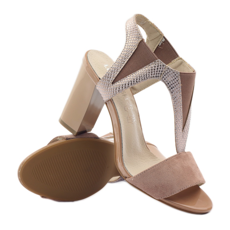 M.Daszyński Kožne sandale Daszyński roze ružičasta 3