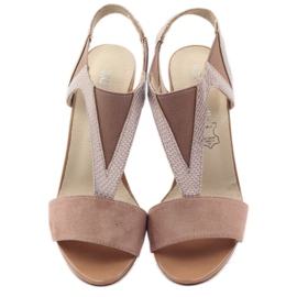 M.Daszyński Kožne sandale Daszyński roze ružičasta 4